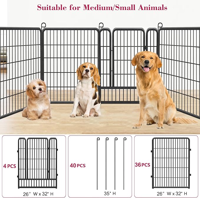 Anti-Rust Dog Playpen Fence, 32in 40 Panels