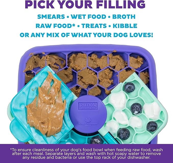 Outward Hound by Nina Ottosson Lick N’ Flip 3-in-1 Interactive Dog Puzzle Toy, Lick Mat & Slow Feeder – Calming Enrichment for Small & Medium Dogs, Holds 1 Cup of Wet of Dry Food, 7.4 in x 7.4 in