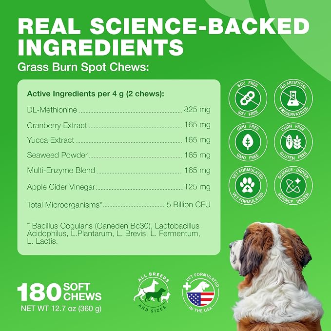 Dog Urine Neutralizer Chews – Grass Saver for Lawn & Green Grass