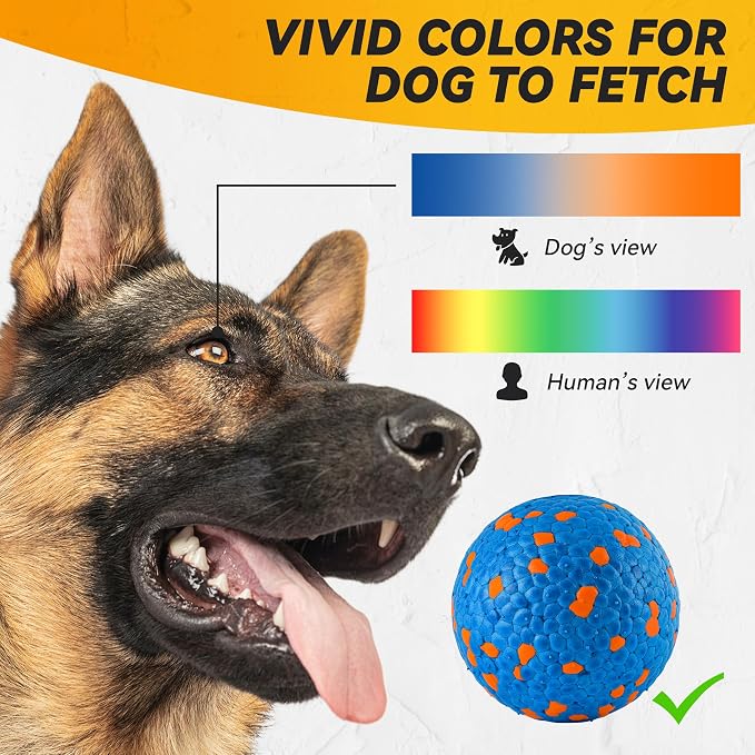 FUSOTO 2Pcs Dog Balls, Tennis Balls for Dog, Blue | Balls for Dog Aggressive Chewers, for Large Medium Small Puppy, Training Catch&Fetch, Water Floats Toys, Blue
