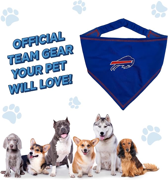 Pets First NFL Buffalo Bills TIE Bandana, Small/Medium. Dog Bandana Scarf Bib for Pet Cat Dog. The Ultimate Game-Day, Party Bandana (BUF-3550-S-M)