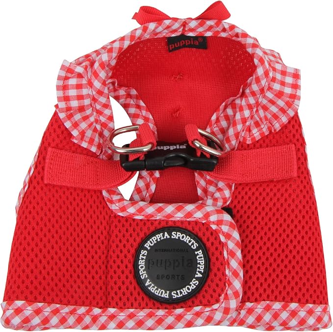 Puppia Vivien Vest Dog Harness Step-in All Season Mesh Cute No Pull No Choke Walking Training for Small Dog, Red, Medium