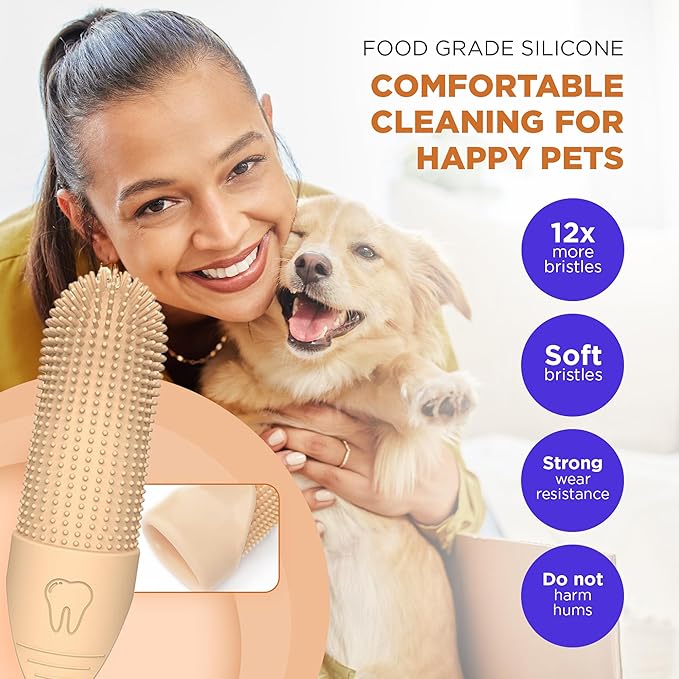 Jack & Milo Soft Silicone Finger Toothbrush for Dogs – Gentle & Effective Oral Care for Small Dogs, Puppies & Cats – Long-Lasting & Easy to Use – Orange – Ideal for Baby Pets