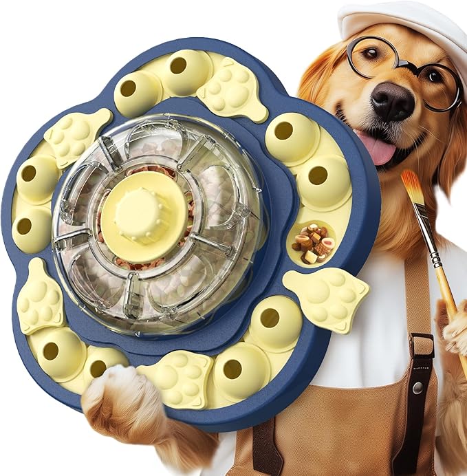 KADTC Dog Puzzle Toy, 3 Levels of Step-by-Step Challenge, Spin to Release Treat Dispenser, Slow Feeder & Mental Stimulation Enrichment Toy for Small Medium Large Dogs