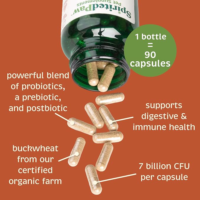 Spirited Paw Probiotic + Gut Health, 90 Capsules