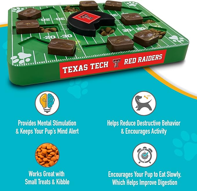 NCAA Puzzle Toy Slow Feeder, Puzzle Treat Dog Toy, Interactive Dog Treat Toy, Dog Puzzle Feeding Slow Toy (Texas Tech Raiders)