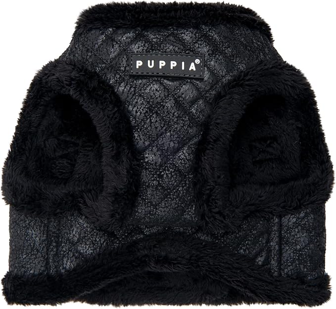 Puppia Douglas Vest Dog Harness Step-in Warm Winter Diamond Pattern for Small and Medium Dog, Black, Medium