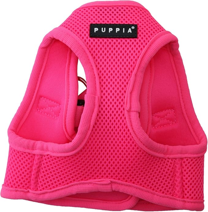 Puppia Neon Soft Vest Harness Step-in No Choke No Pull Walking Training for Small and Medium Dog, Pink, Medium