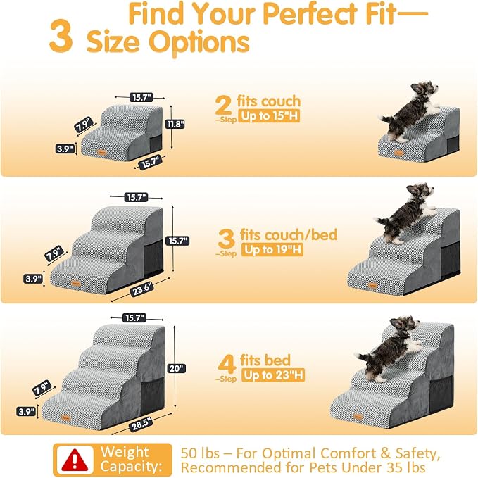Topmart High Density Foam Pet Steps 2 Tiers,11.8" High,Non-Slip Dog Stairs,Soft Foam Dog Ramp Ladder,Best for Injured,Older Cats,Pets with Joint Pain,Suitable for Low Sofas,Stairs,Lower Place