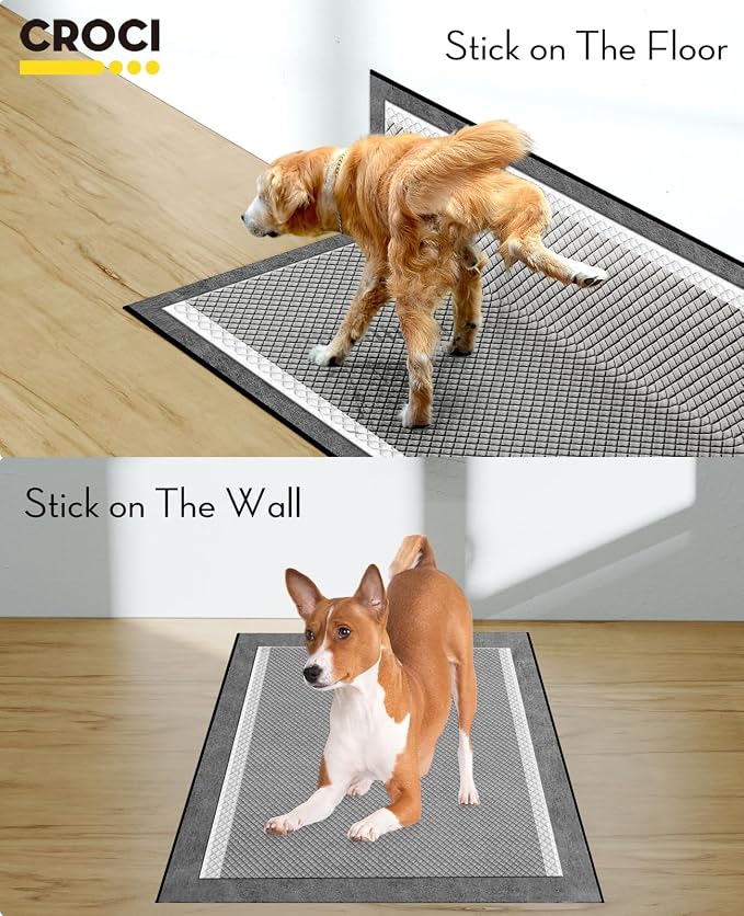 CROCI Potty Pads for Dogs XXL 30x36in, Charcoal Pet Pee Pads Odor-Control & Super Absorbent Up to 10 Cups, 6-Layer Quick Dry & Leak-Proof with Adhesive Tabs, Disposable (40 Counts)