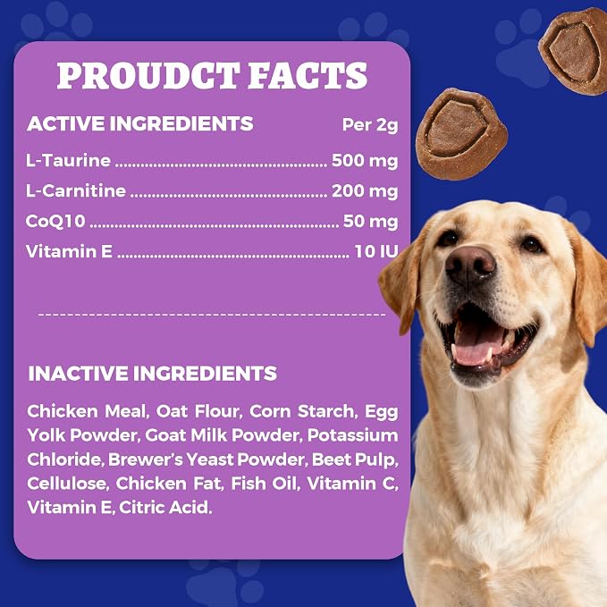 Wellix 25% Taurine for Dogs, with High-Strength CoQ10, L-Carnitine - 9.17oz | 500mg Taurine + 200 mg L-Carnitine | Healthy Heart Supplements for Heart Muscle Function & Cardiovascular Health