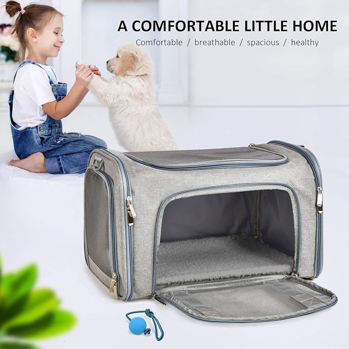 Henkelion Cat & Dog Carrier, Small/Medium Up to 15 lbs, TSA Airline Approved, Waterproof, Grey