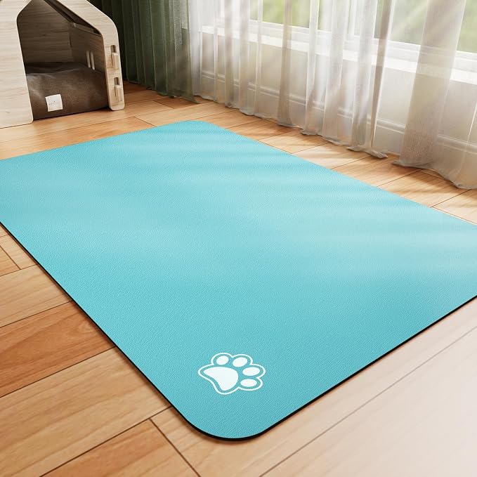 HotLive Dog Food Mat - Absorbent Cat Mat for Food and Water, No Stains Pet Feeding Bowl Mat, Easy to Clean Pet Placemats, Quick Dry Dog Water Dispenser Mat for Messy Drinkers | Paw Teal 18"x 28"