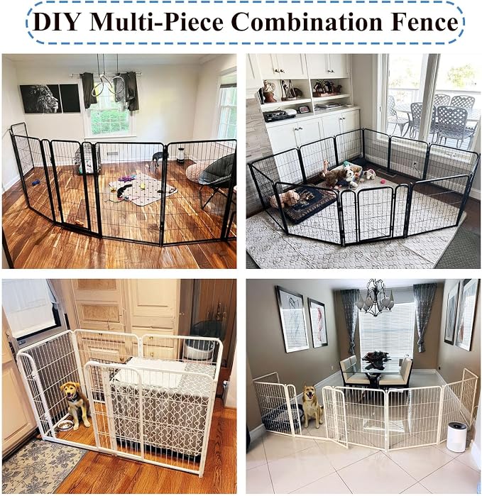 Dog Pen Pet Playpen Dog Fence Indoor Foldable Metal Wire Exercise Puppy Play Yard Pet Enclosure Indoor Outdoor 8pcs 100 * 120cm