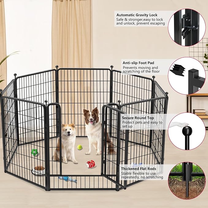 Dog Playpen with Door, 40in 24 Panels