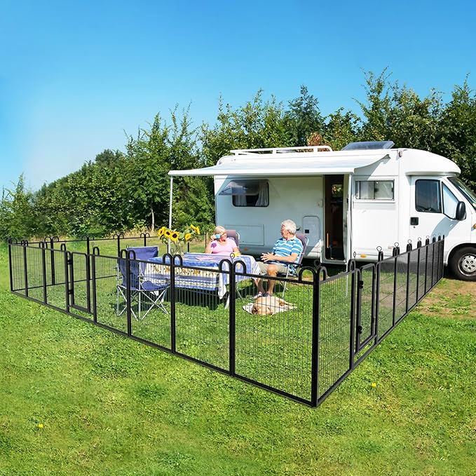 Anti-Rust Dog Playpen, 40in 24 Panels, Snowy Black