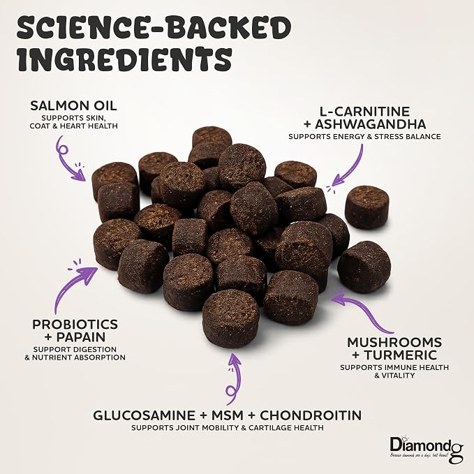 Diamondg Dog Mutivitamin Chews with Turkey Tail & Probiotics, 60ct