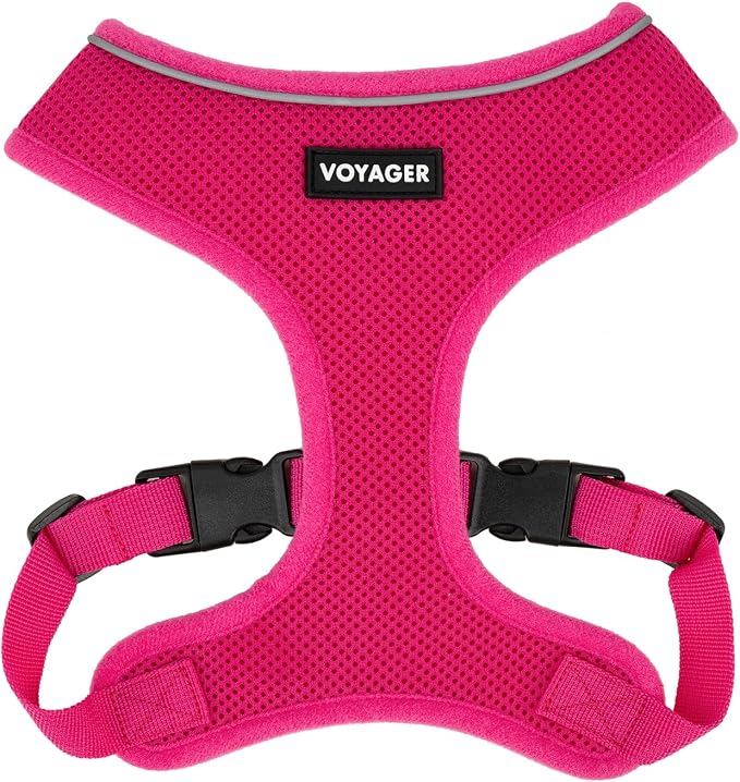 Best Pet Supplies Voyager Aerolite Over the Head Dog Harness, No Pull Breathable Air Mesh Vest, Quick Dry with Reflective Stitching, Adjustable Escape Resistant Harness - Fuchsia, Small