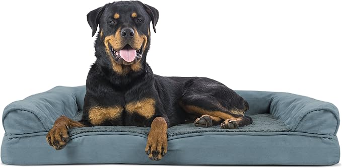 Furhaven Orthopedic Plush &amp; Suede Sofa Dog Bed - Jumbo/XL (up to 95 lbs), Deep Pool