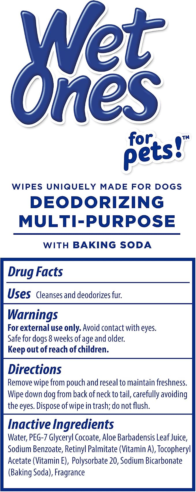 Wet Ones for Pets Deodorizing Dog Grooming Wipes, Resealable Canister, 50 Count