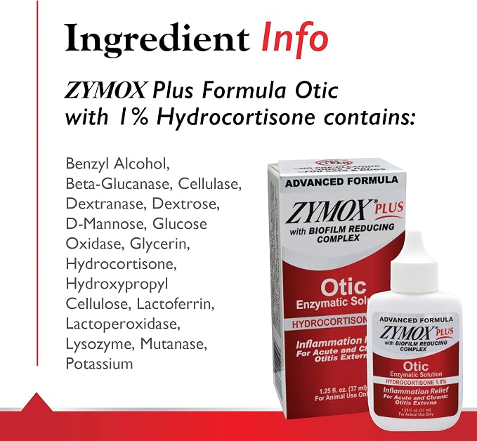 Zymox Advanced Formula Otic Plus Ear Solution, 1.25oz