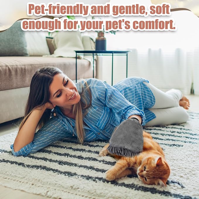 Teenyyou 2 Pcs Dog Towel Mitt Dry Bath Gloves Chenille Microfiber Paws Clean Pet Hair Washing Gloves Dog Grooming Mitts Bath Supplies for Cats Rabbits Horses Suitable for Long/Short/Poodle Fur(Grey)