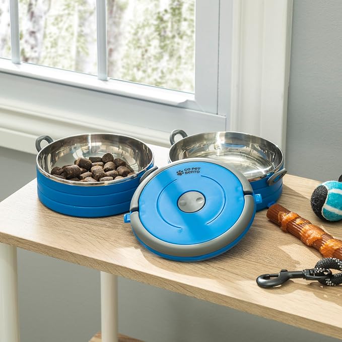 Healthy Human Travel Pet Bento Bowls, 3 Pack, Blue