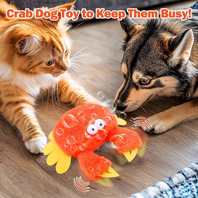 Mity rain Interactive Dog Toy, Crab, Rechargeable Plush & Squeaky