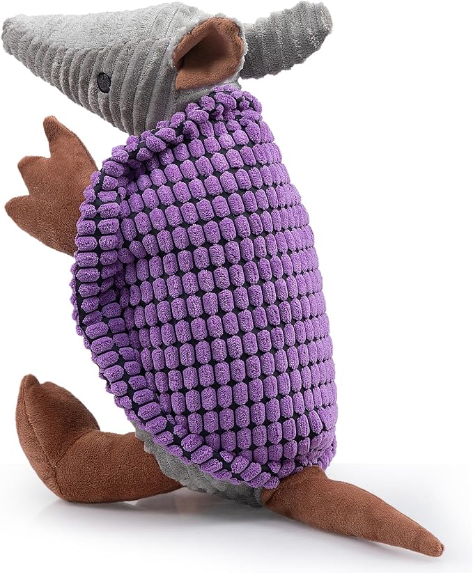 Hollypet Armadillo Squeaky Dog Toys for Medium Large Dogs, 14" | plush stuffed large dog squeak animal toy with unique grunt squeaker textured fabric for teeth cleaning toys