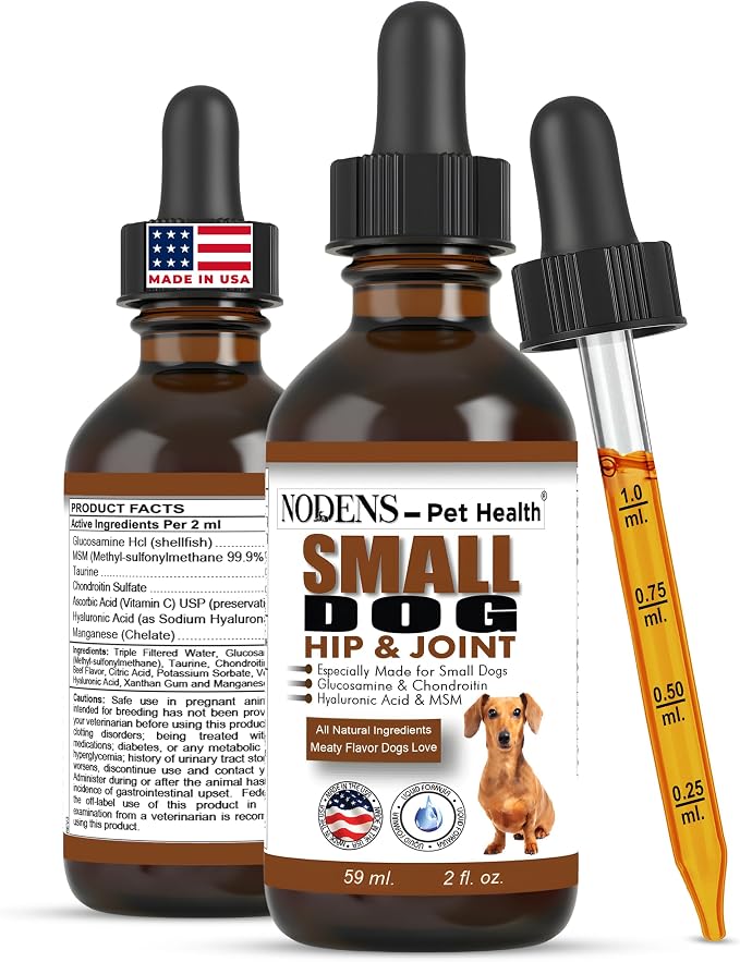 NODENS Small Dog Hip and Joint Liquid Glucosamine for Dogs with Chondroitin