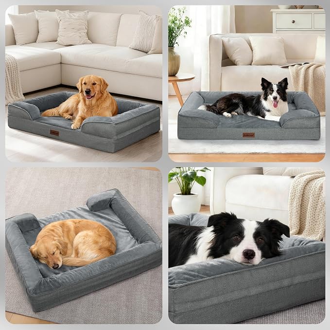aodisman Orthopedic Memory Foam Dog Bed - Medium, Grey