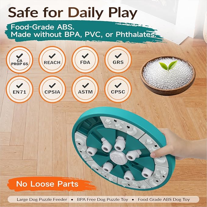 KADTC Large Dog Puzzle Toy, 2 Levels, 3 Games, Slow Feeder & Enrichment Toy | Healthy feeding meets brain exercise to burn energy, fight boredom, curb gulping, build focus, and make meals more rewarding.