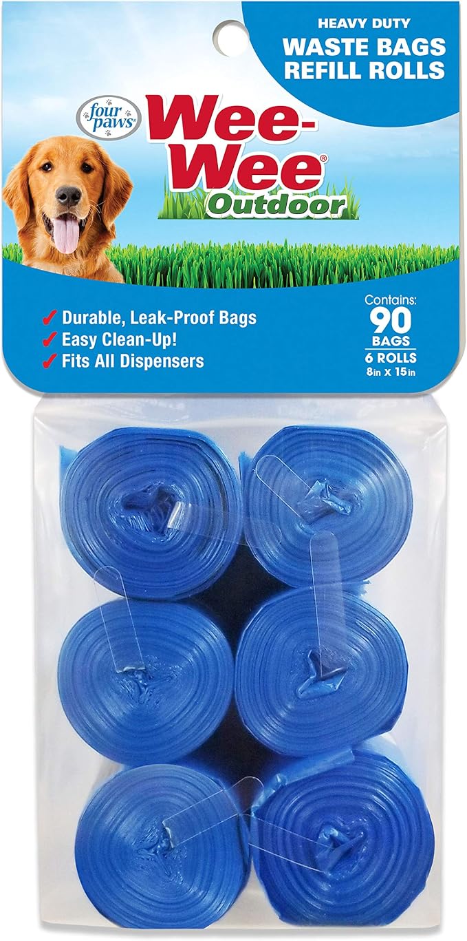 Four Paws Wee-Wee Outdoor Heavy Duty Dog Waste Bags Refill Rolls (90 Count)