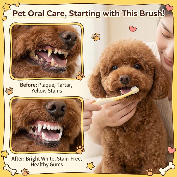 3 Pcs Small Dog Toothbrush, Soft Small Dog Cat Tooth Brush Soft Nano Bristle Puppy Kitten Tooth Brush for Puppy Teeth Cleaning Ultra Soft Toothbrush Easy Dental Cleaning