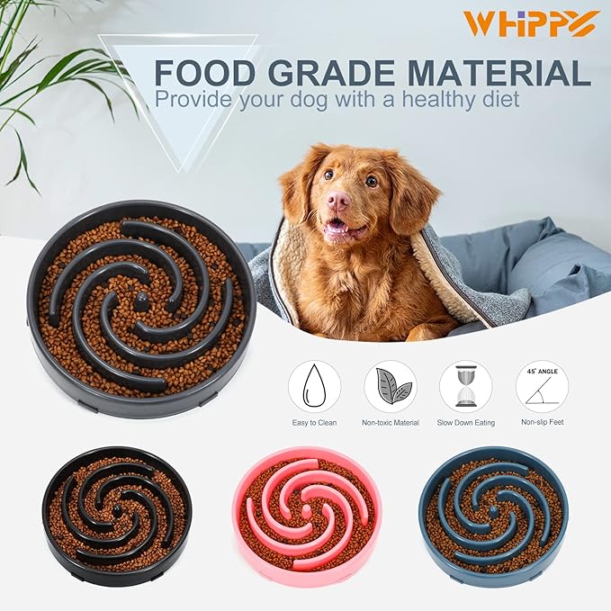 Slow Feeder Maze Puzzle Bowl - Large Dog Non Slip Interactive Food Dishes - Bloat Stop, Choking Prevention - Pink