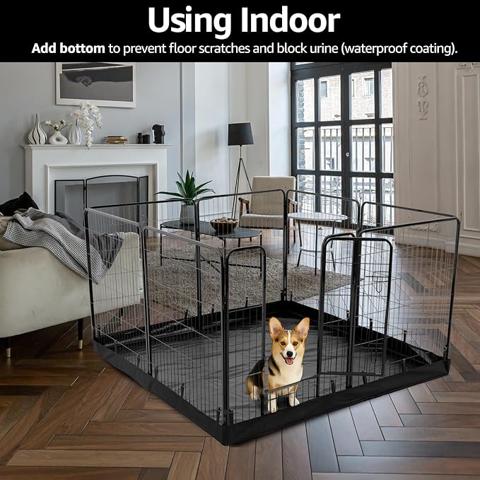 PJYuCien Dog Playpen with Storage Bag, 31.3in, 8 Panels, Square Bottom & Top Cover