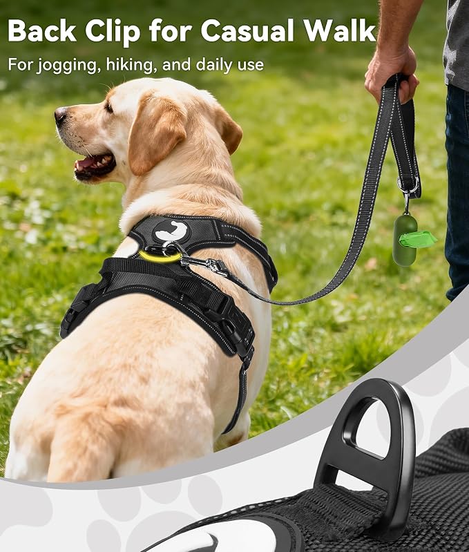 Joytale No Pull Dog Harness for Small Dogs, Front Clip, Black | Grab Handle for Instant Control, Padded & Adjustable Vest, Sturdy Metal D-Rings, for Safe Training & Daily Walking