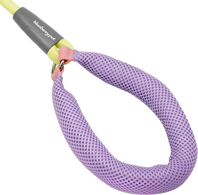 Blueberry Pet Dog Leash - Vibrant Mesh Puffer Handle, 4ft Rope Dog Leash in Yellow/Lilac Handle, Puppy Essentials, Dog Leashes for Large Dogs Heavy Duty, Gentle Leader for Dogs