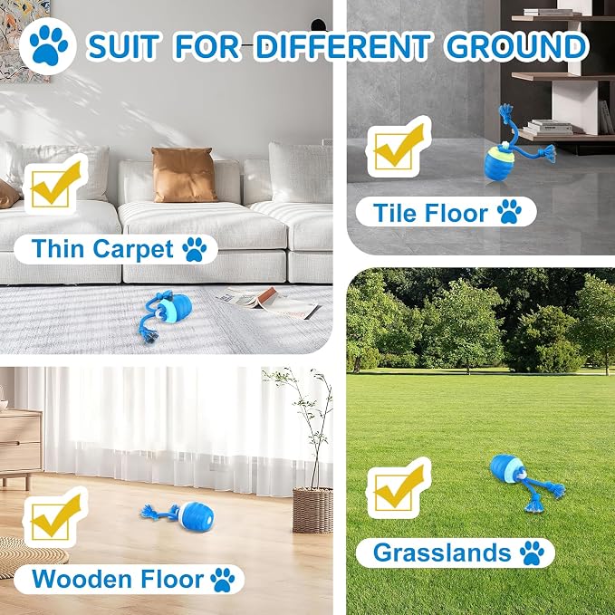 Interactive Dog Toys, [2026 Newly Upgraded] Interactive Dog Ball for Medium/Large Dogs, Automatic Moving Dogs Toy Wicked Ball for Boredom & Training, Play Music, USB Rechargeable(Blue)