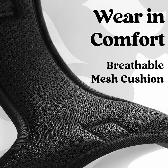 rabbitgoo Dog Harness Small Sized, Updated Easy On & Off with 3 Buckles | No Pull No Choke, Walking with 2 Clips and Handle, Adjustable Soft Reflective, Mountain Black, Small