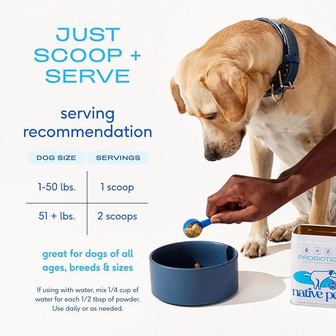 Native Pet Probiotic Powder for Dogs - 30 Scoops