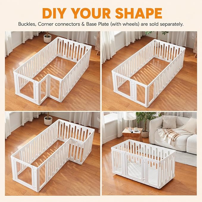 Acrylic Dog Playpen Indoor, Puppy Play Pen DIY Easy Assemble, Flexible Shape Dog Pen with Plastic Fence, Pet Exercise Pin for Small Animals (24''Tall, 19 Panels)