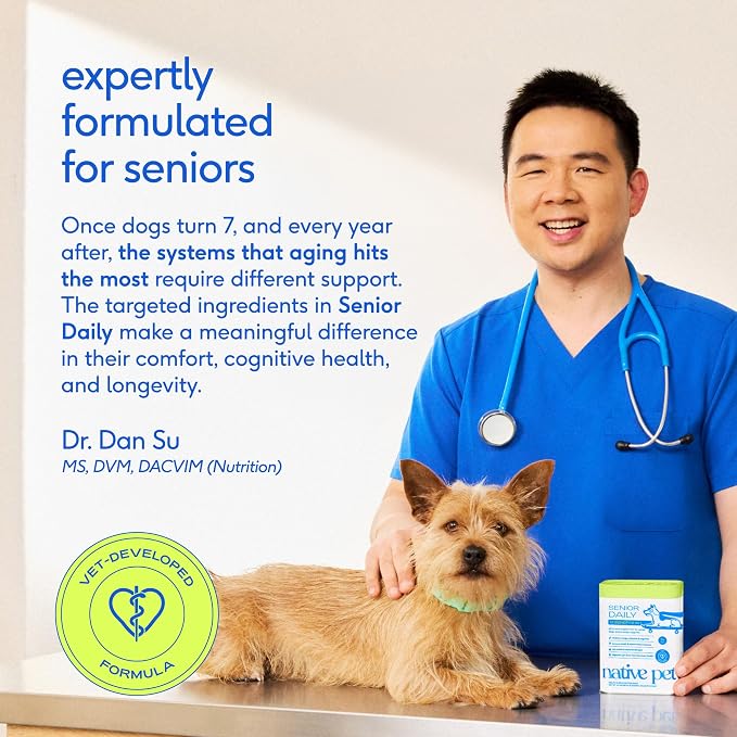 Native Pet Senior Daily Dog Vitamins & Supplements – 12-in-1 Dog Multivitamin Powder for Senior Dogs – Supports Mobility, Cognition, Digestion, Immune Health & More – 60 Scoops