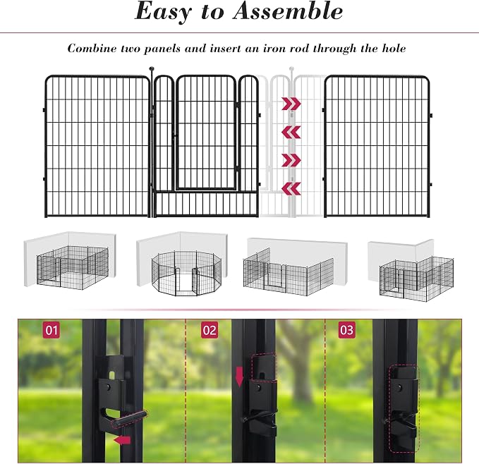 Dog Playpen with Door, 40in 24 Panels