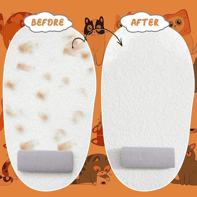 Abbylike 6 Pcs Pet Hair Remover Pumice Stone Reusable Portable Dog Cat Hair Removal Tool Scraper for Carpet,Couch, Bedding, Car Upholstery, Furniture Cleaning (6.1 x 2.56 x 1.4 Inch,Gray)