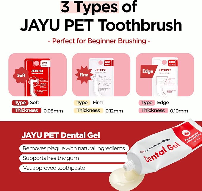 JAYU PET Dental Care Brush with Soft Bristles 1ea | Dog Toothbrush, Cat Toothbrush, For Kitten and Small Dogs, Removes Old Plaque and Tartar, Easy Cleaning