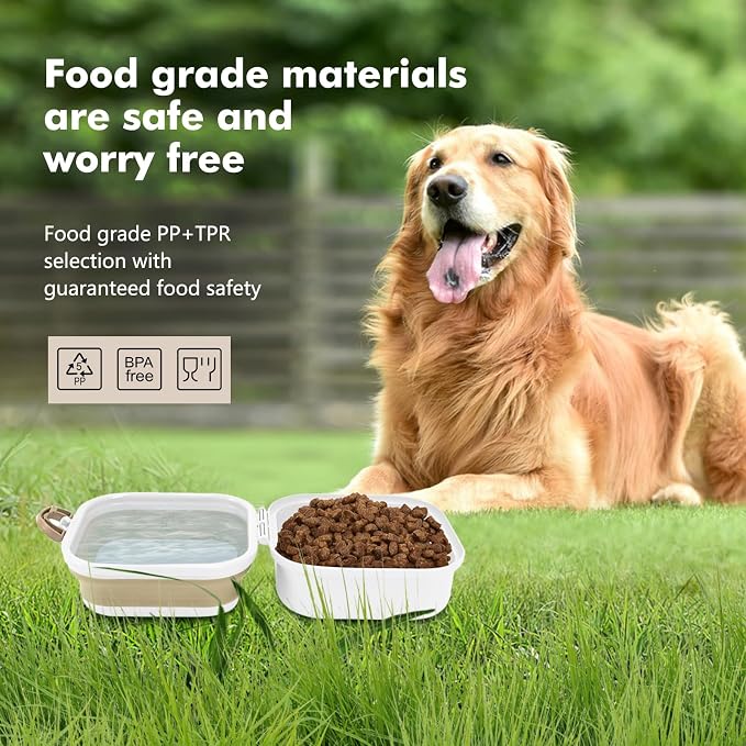 Collapsible Dog Bowls, Travel Double Bowl, Large/100oz