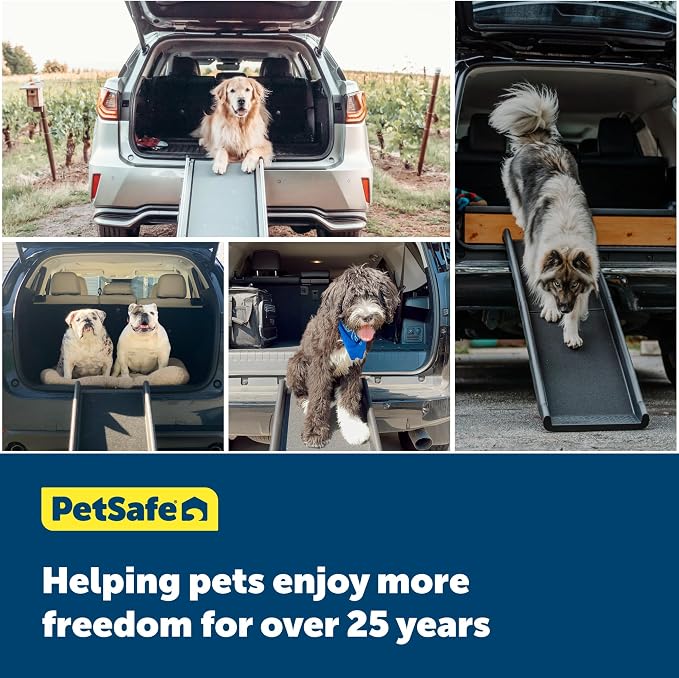 PetSafe Happy Ride Side Door Dog Stairs for Cars & SUVs, Foldable Back Seat Dog Steps with 3 Heights | Adjusts to 3 Heights for Cars, Trucks & SUVs, Textured Non-Slip Steps, Folds for Easy Storage, Supports Dogs up to 200 Lb