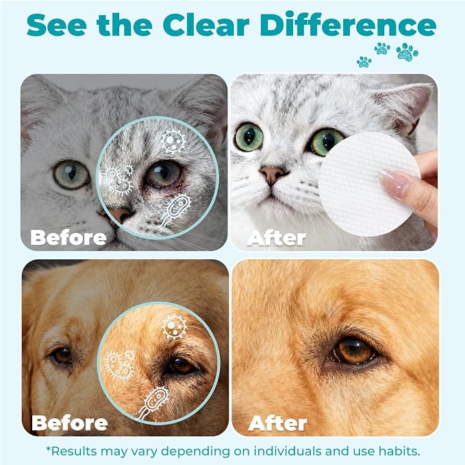 Gentle Pet Eye Wipes, Hypoallergenic Tear Stain Remover, 100 Count Unscented