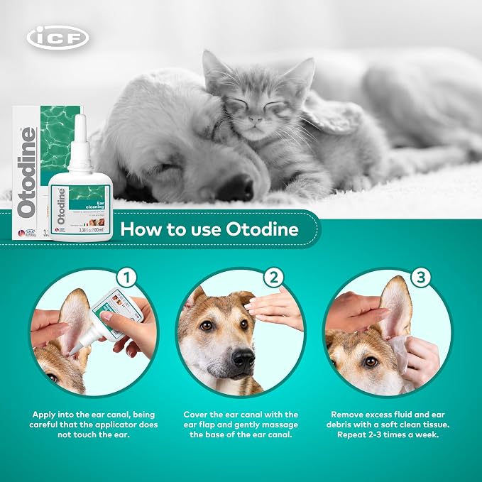 ICF Otodine Dog Ear Cleaner Solution Drops, 100ml